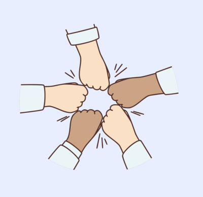 Hands joined together in support