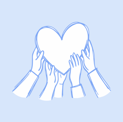 Hands holding a heart in support